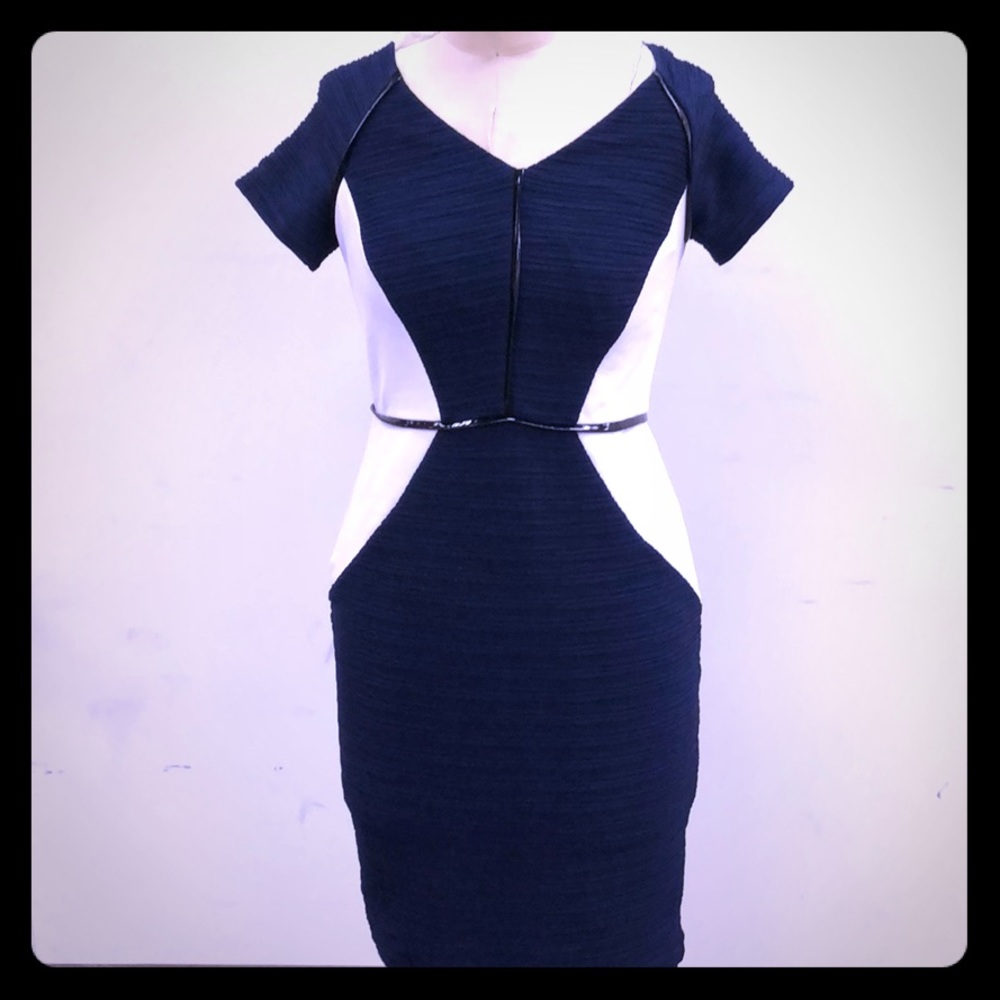 White and Navy blue dress!